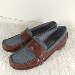 Cole Haan Denim Leather Slip On Loafers Size 6 B